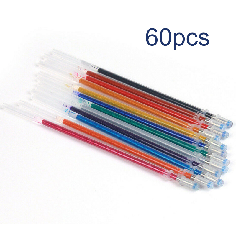 다색 볼펜, 60 개, 학교 문구 젤 펜 세트, 형광펜 리필, 컬러풀한 빛나는 펜